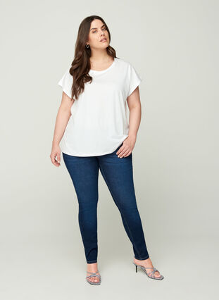 T-shirt met korte mouwen in katoen, Bright White, Model image number 2