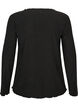 Blouse met structuur en golvende randen, Zwart, Packshot image number 1
