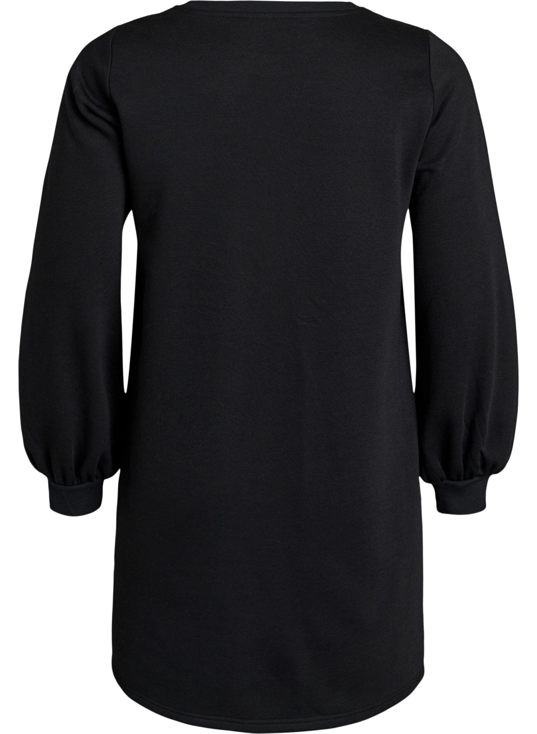 ZizziKorte sweaterjurk met ballonmouwen, Zwart, Packshot image number 1