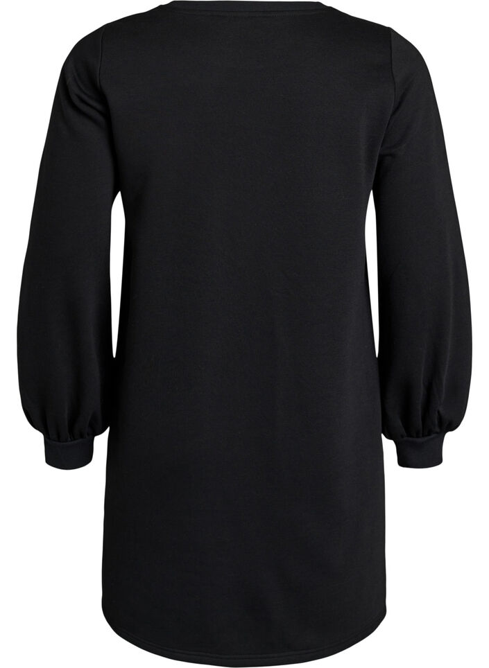 Korte sweaterjurk met ballonmouwen, Zwart, Packshot image number 1
