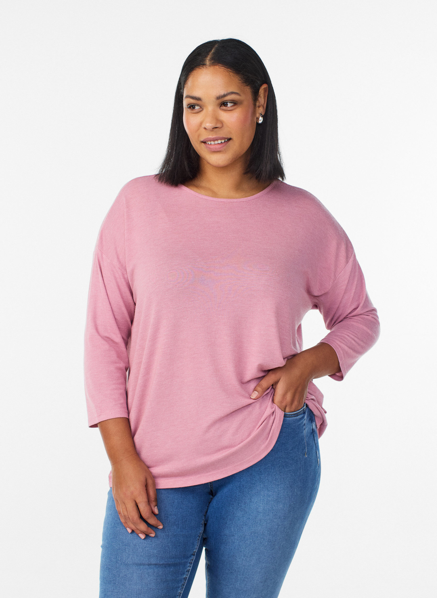 ZizziJersey blouse met 3/4 mouwen, Rood, Model image number 0