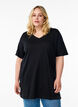 Effen kleur oversized v-hals t-shirt, Zwart, Model image number 0