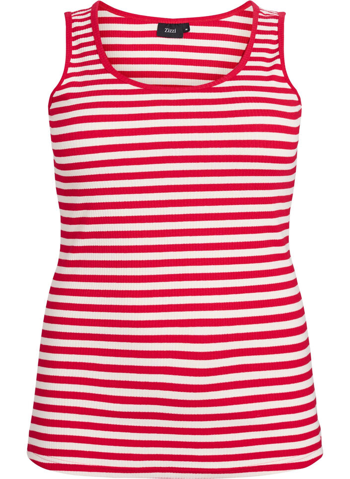 Gestreepte tanktop met een ribstructuur, Snow W. U.R.Stripe, Packshot image number 0