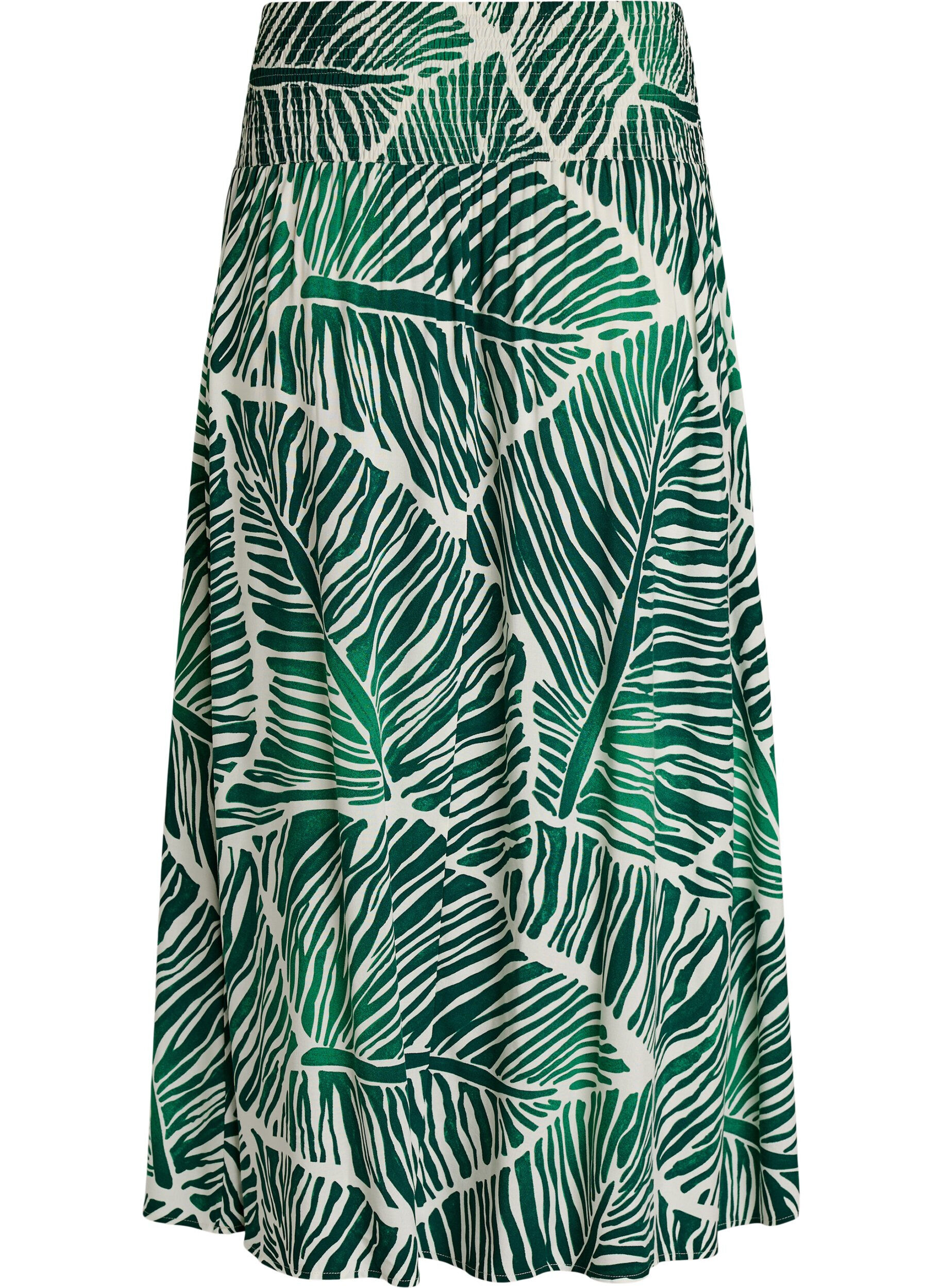Zizzi Viscose maxi-rok met smock, Groen, Packshot image number 1