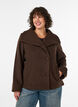 Korte jas met asymmetrische knoopsluiting, Bruin, Model image number 0