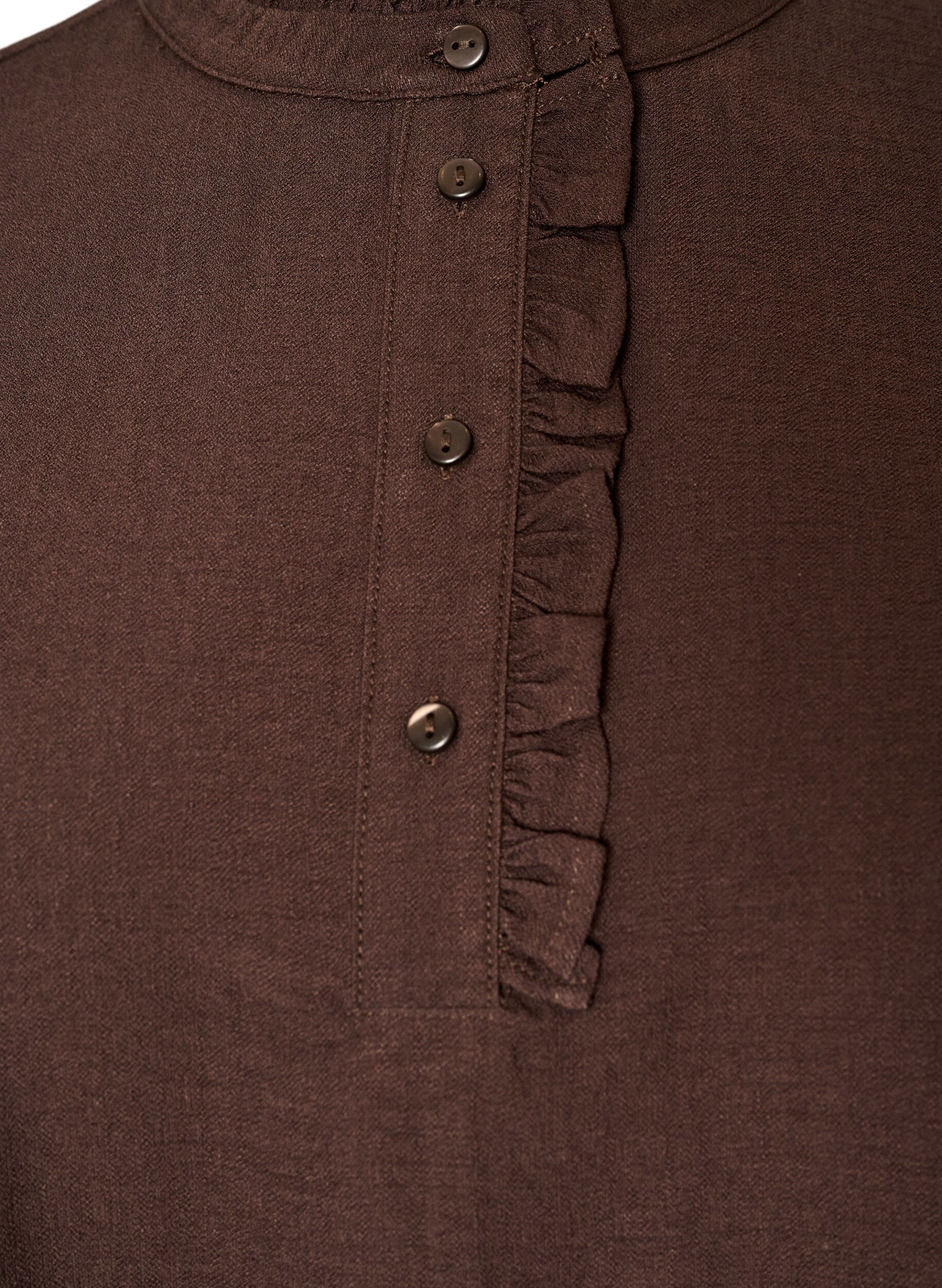ZizziViscose tuniek met ruches en knopen, Bruin, Packshot image number 2