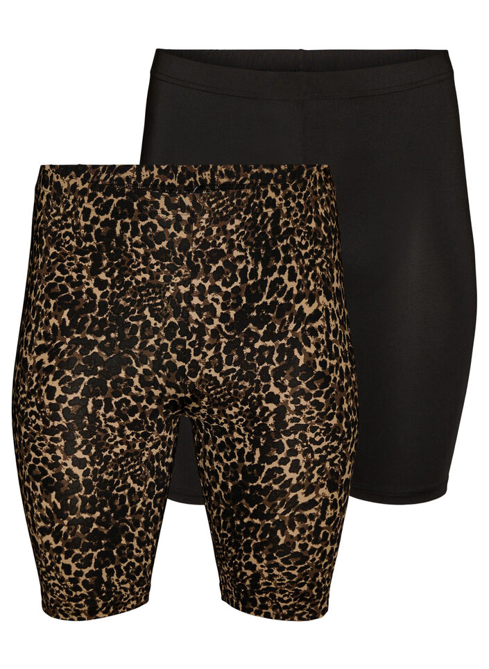 2-pack fietsshorts, Bruin, Packshot image number 0