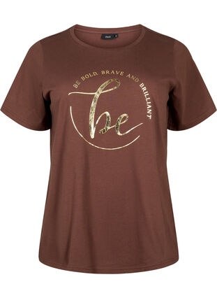 T-paita ekologisesta puuvillasta painatuksella , Chestnut W. Be GF, Packshot image number 0