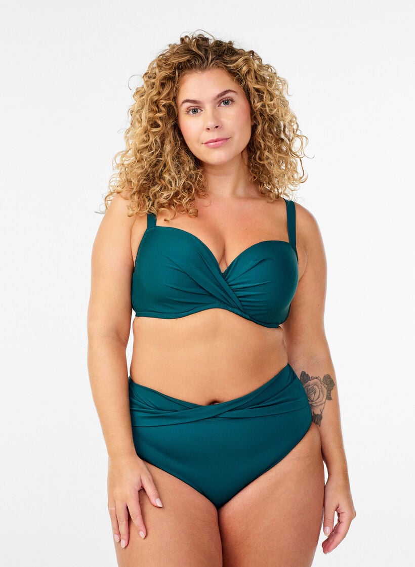 Bikinibroekje met wikkel detail, Groen, Model image number 0