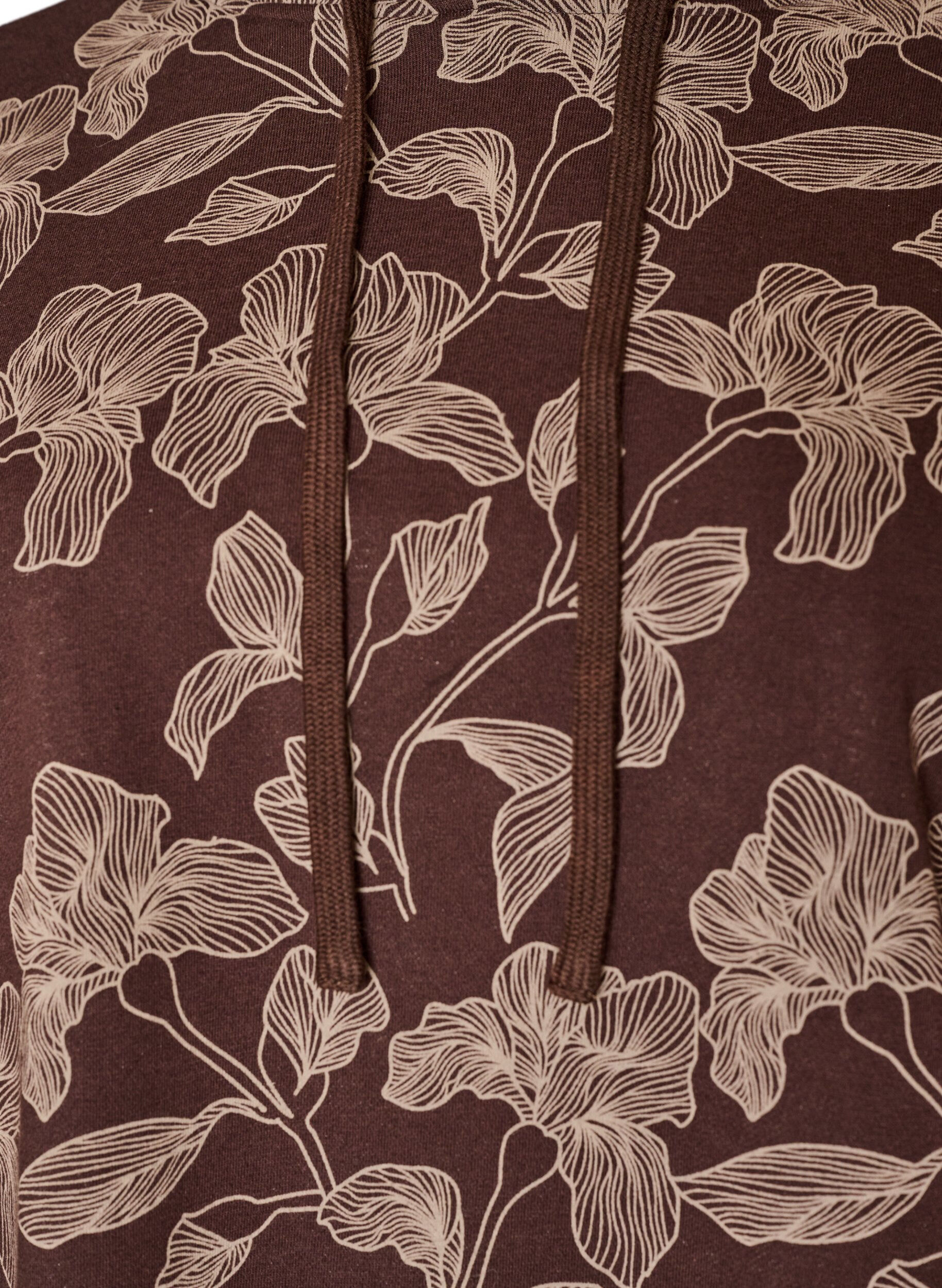 ZizziHoodie met all-overprint, Bruin, Packshot image number 2