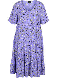 Viscose midi-jurk met bloemenprint, Lilac Flower Print