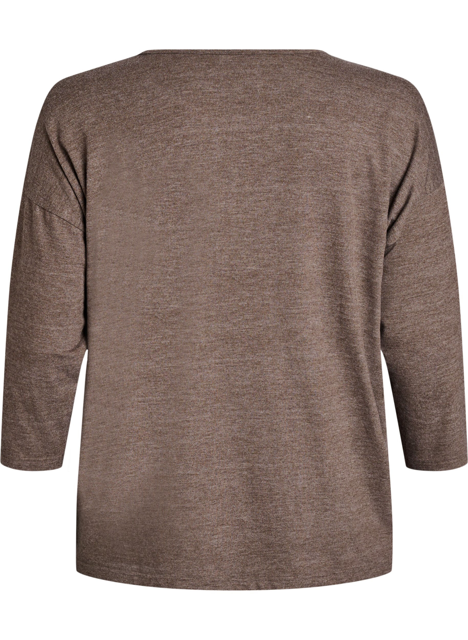 ZizziJersey blouse met 3/4 mouwen, Bruin, Packshot image number 1