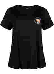 Katoenen t-shirt met opdruk op de voorkant, Black W. Chest print