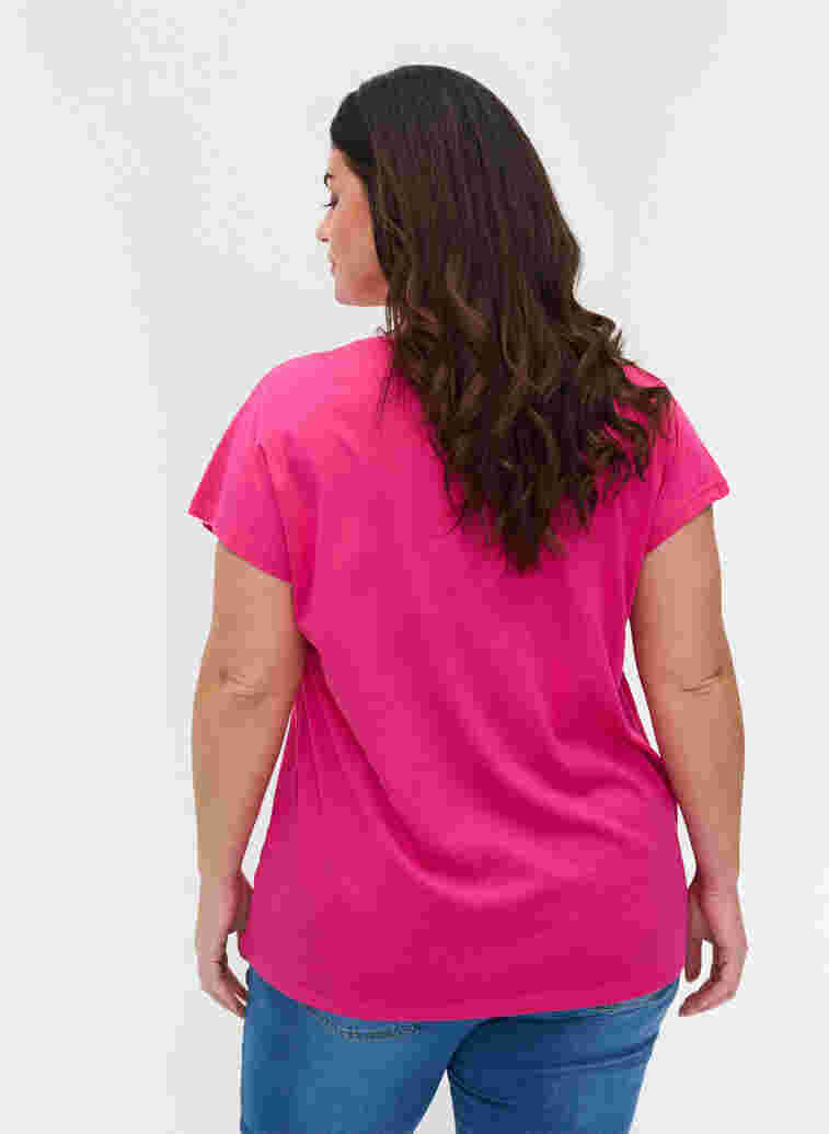 Katoenen t-shirt met print details, BeetrootPurMel feath, Model image number 1
