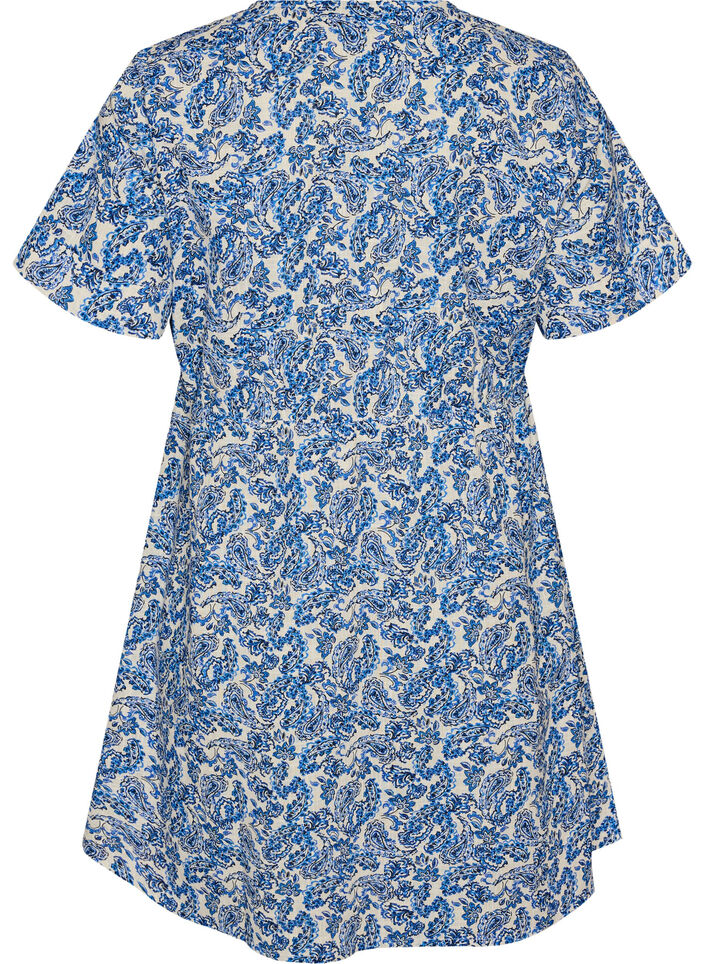 Korte katoenen jurk met bloemenprint, Blauw, Packshot image number 1