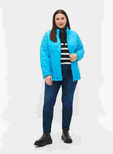 Doorgestikte jas met rits en zakken, River Blue, Model image number 3