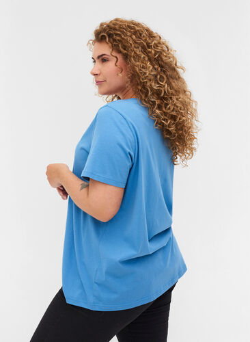 T-shirt met korte mouwen en print, Blue Jasper, Model image number 1