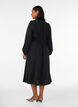 Midi-jurk met smock en decoratieve knopen, Zwart, Model image number 1