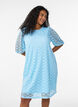 Knee-length dress with eyelet pattern and short sleeves, Light Blue, Model image number 0