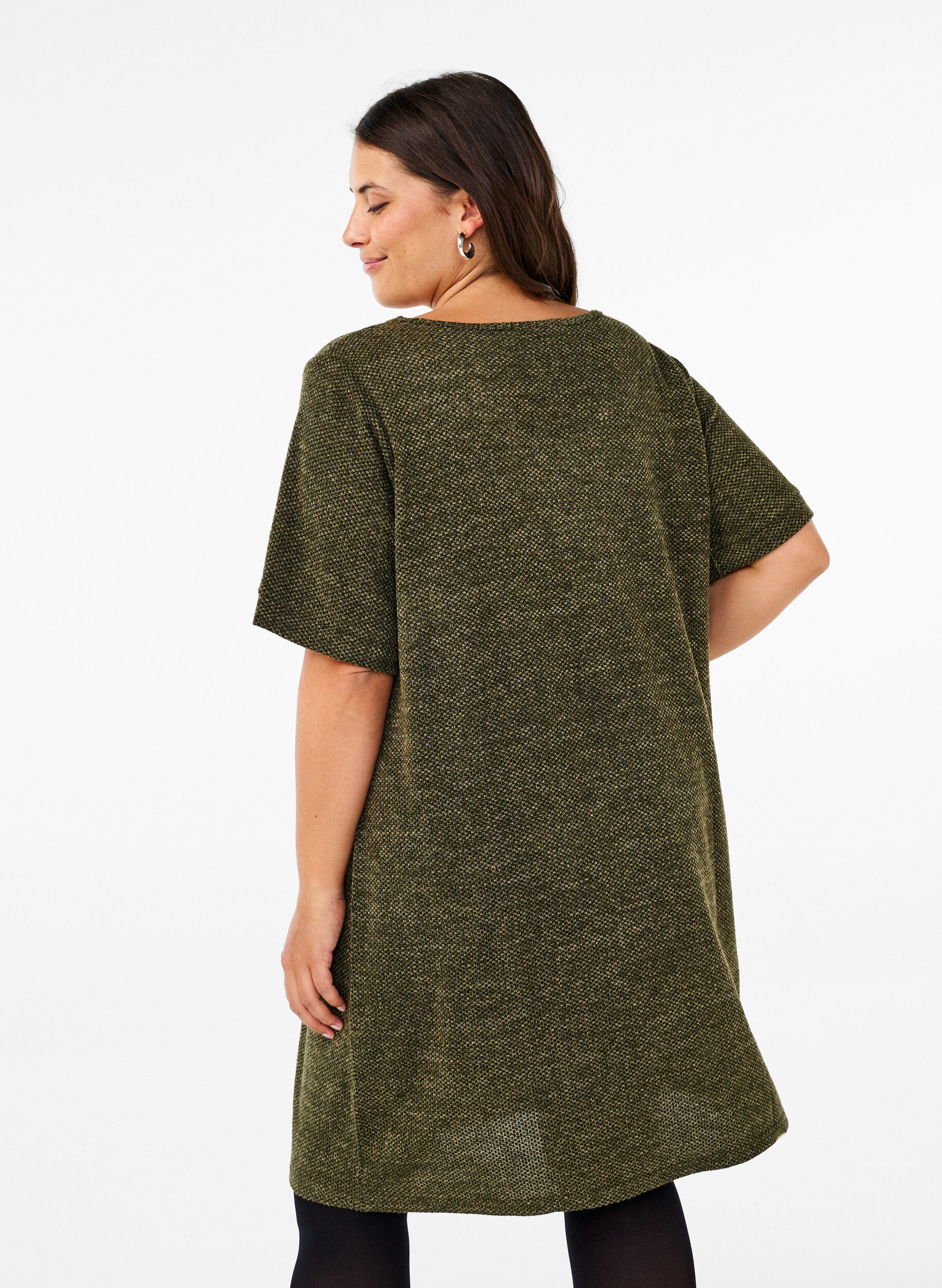 Zizzi T-shirtjurk met korte mouwen, Winter Moss, Model image number 1