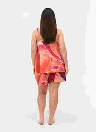 Pyjama shorts met patroon en trekkoord, Orange Pink AOP, Model