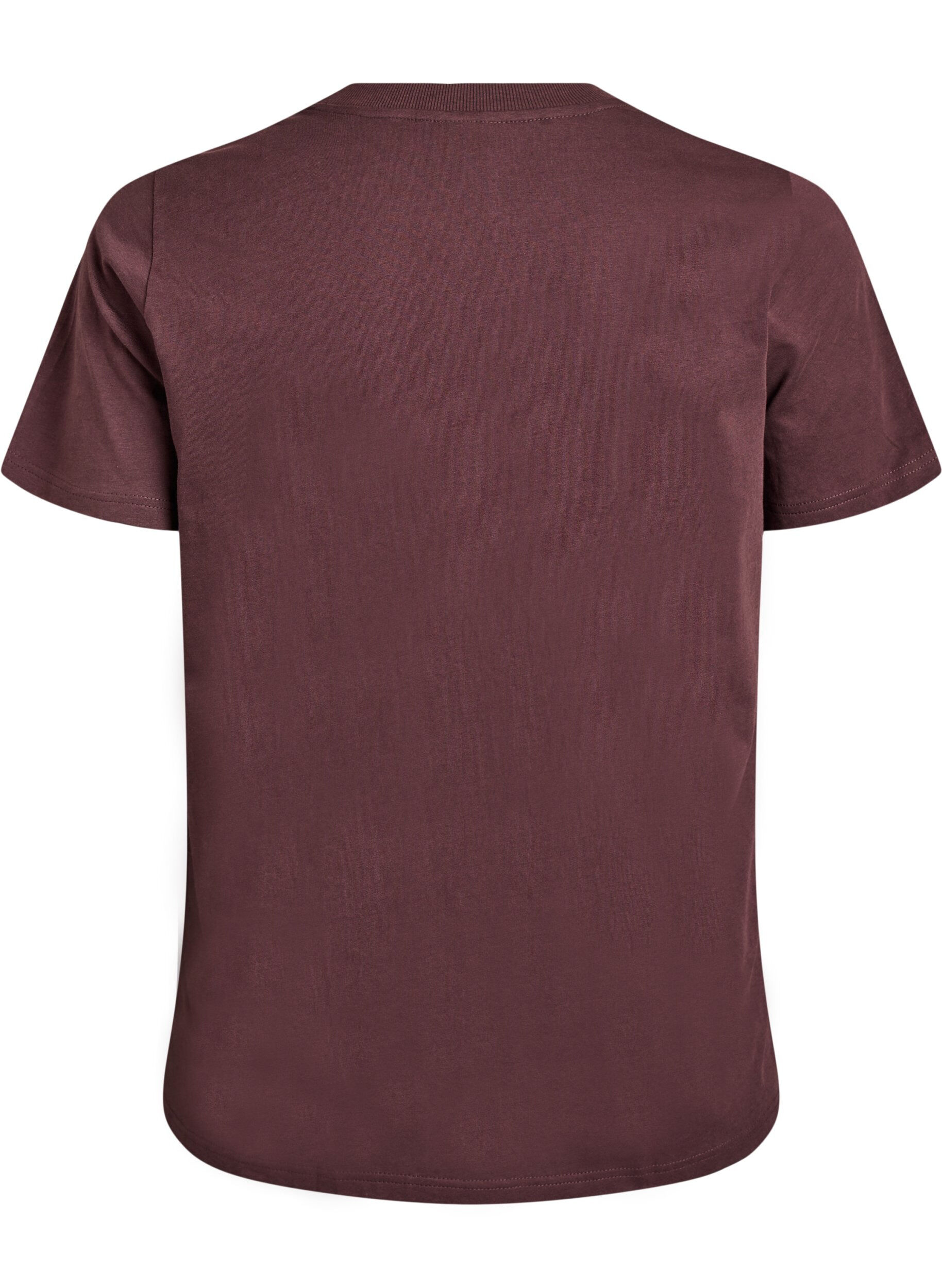 Zizzi Basic katoenen T-shirt met ronde hals, Bruin, Packshot image number 1