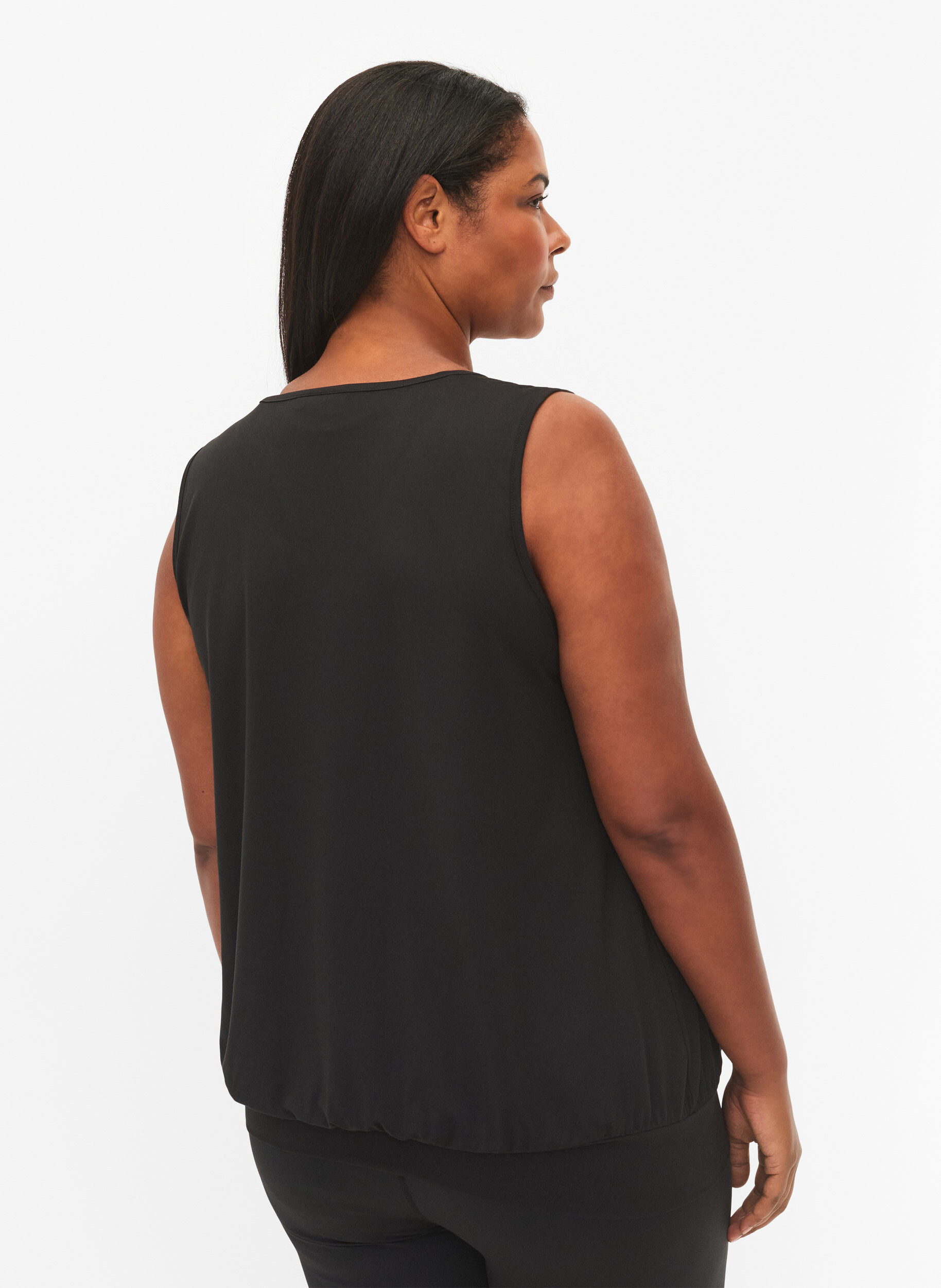 Zizzi Mouwloze trainingstop met balloon fit, Black, Model image number 1