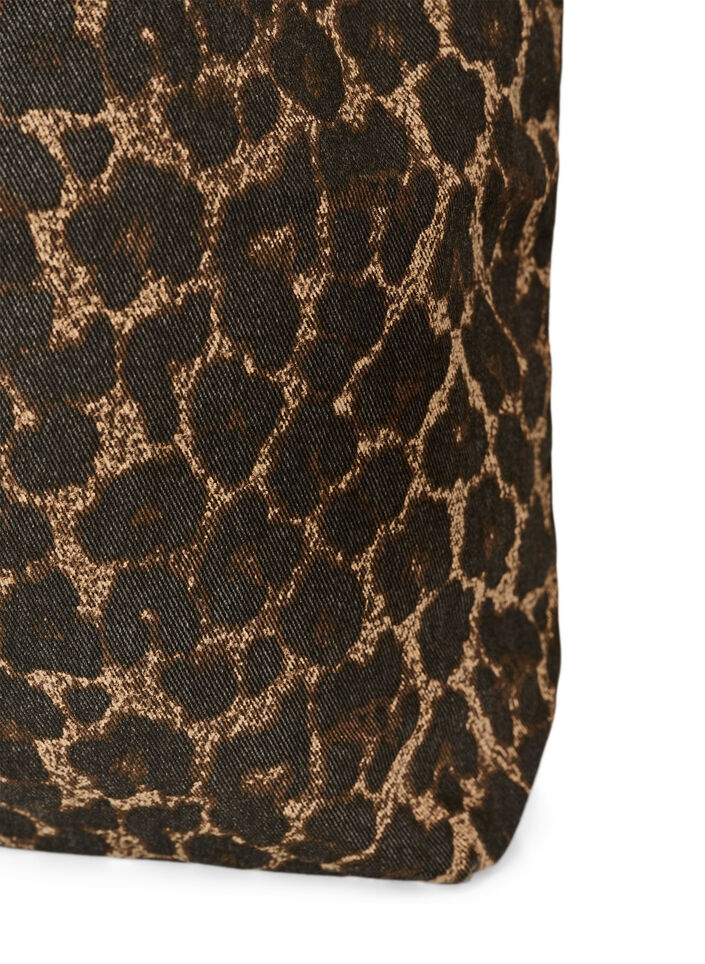 Denim shopper met luipaardprint, Bruin, Packshot image number 2