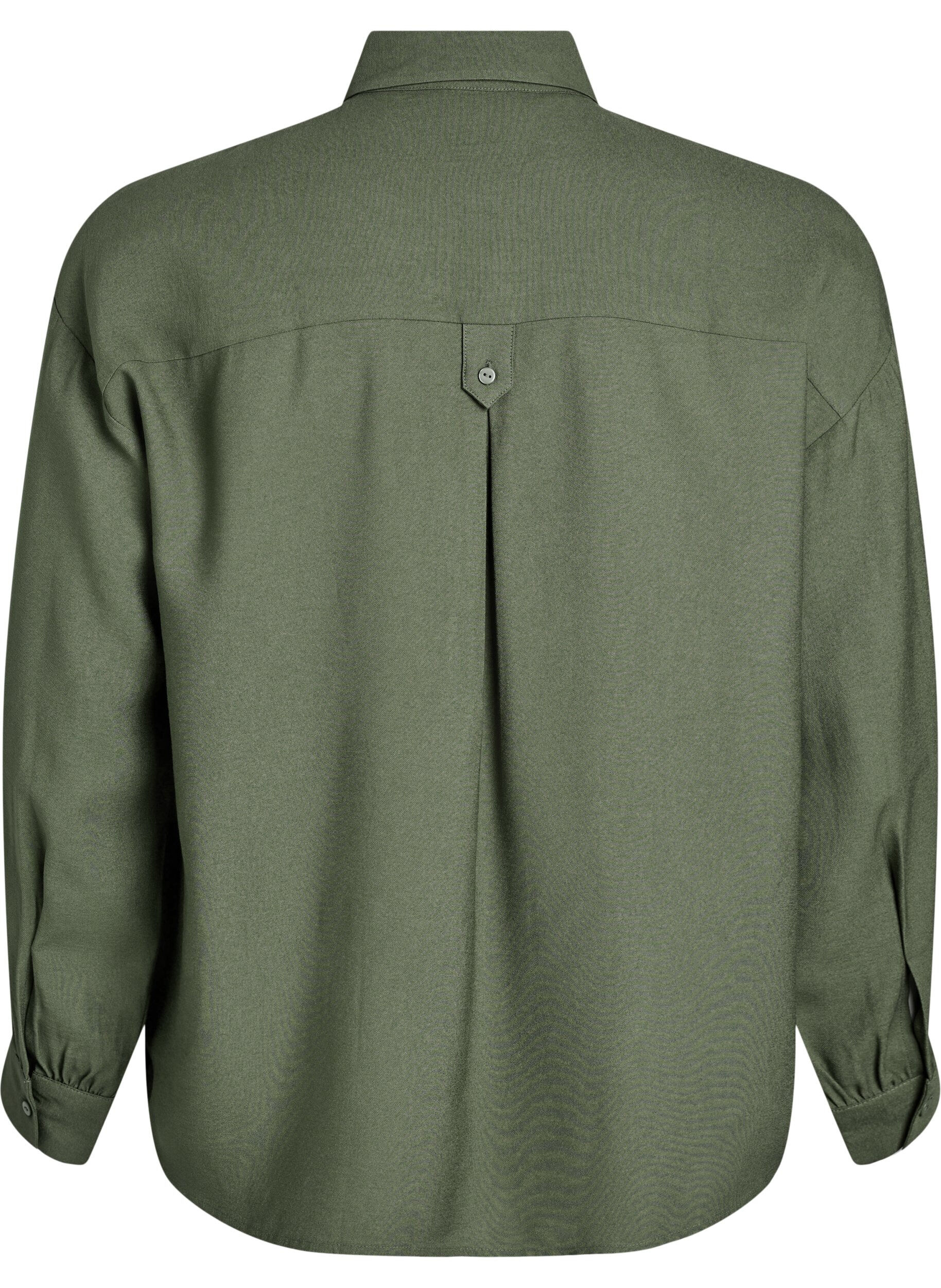 Zizzi Blouse met knoopdetail op de rug, Groen, Packshot image number 1
