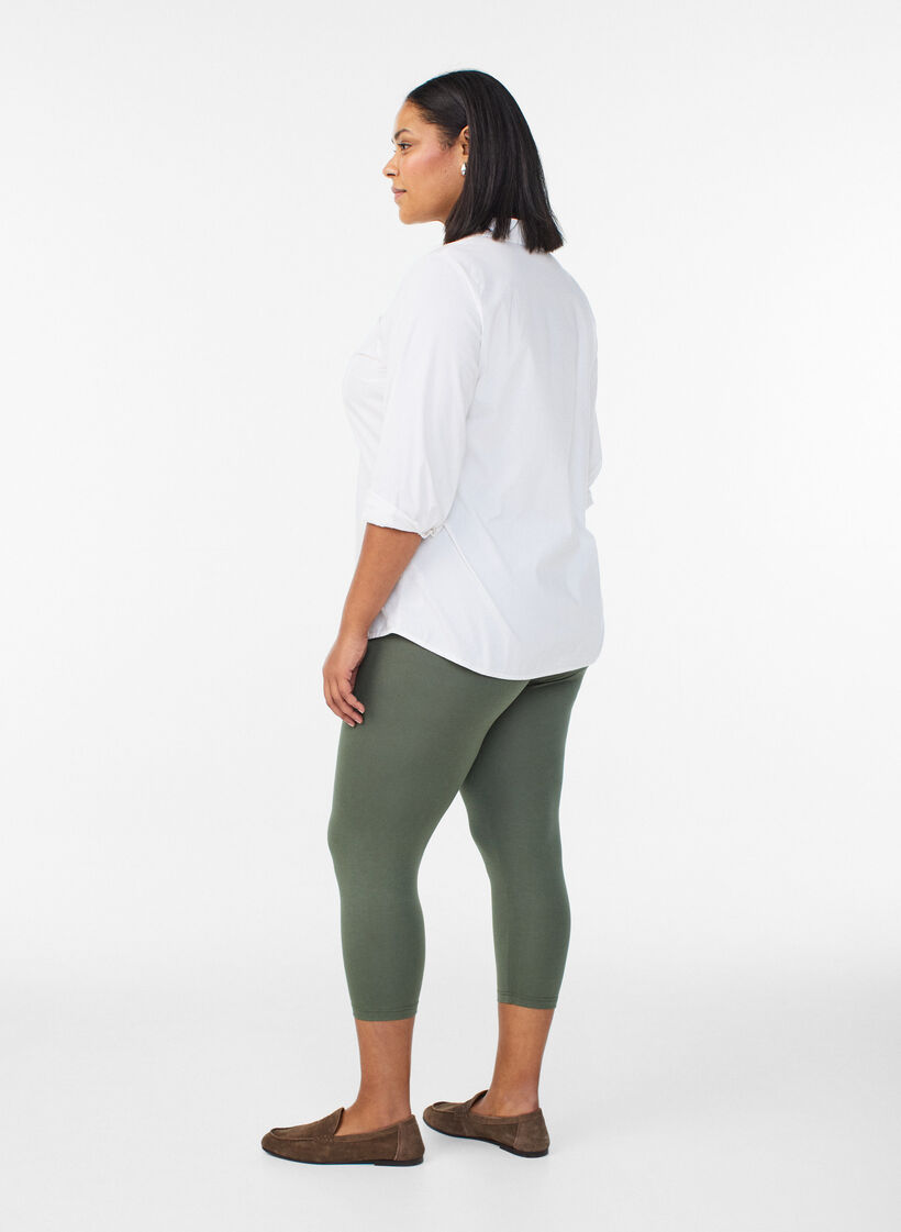Basic 3/4 legging in viscose, Groen, Model image number 2