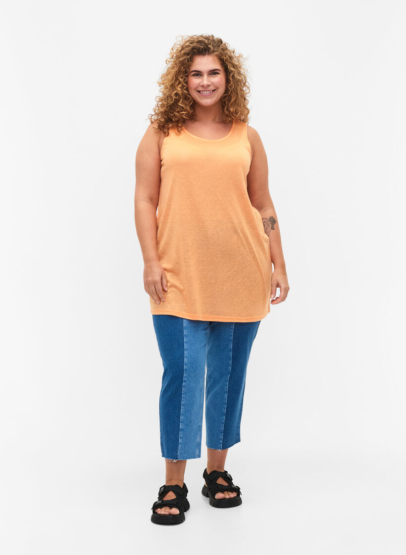 Top met structuur en ronde hals, Mock Orange, Model image number 2