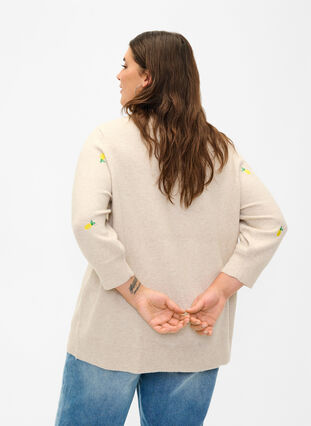 Gebreide blouse met 3/4-mouwen en citroenen, P. Stone Mel. Lemon, Model image number 1