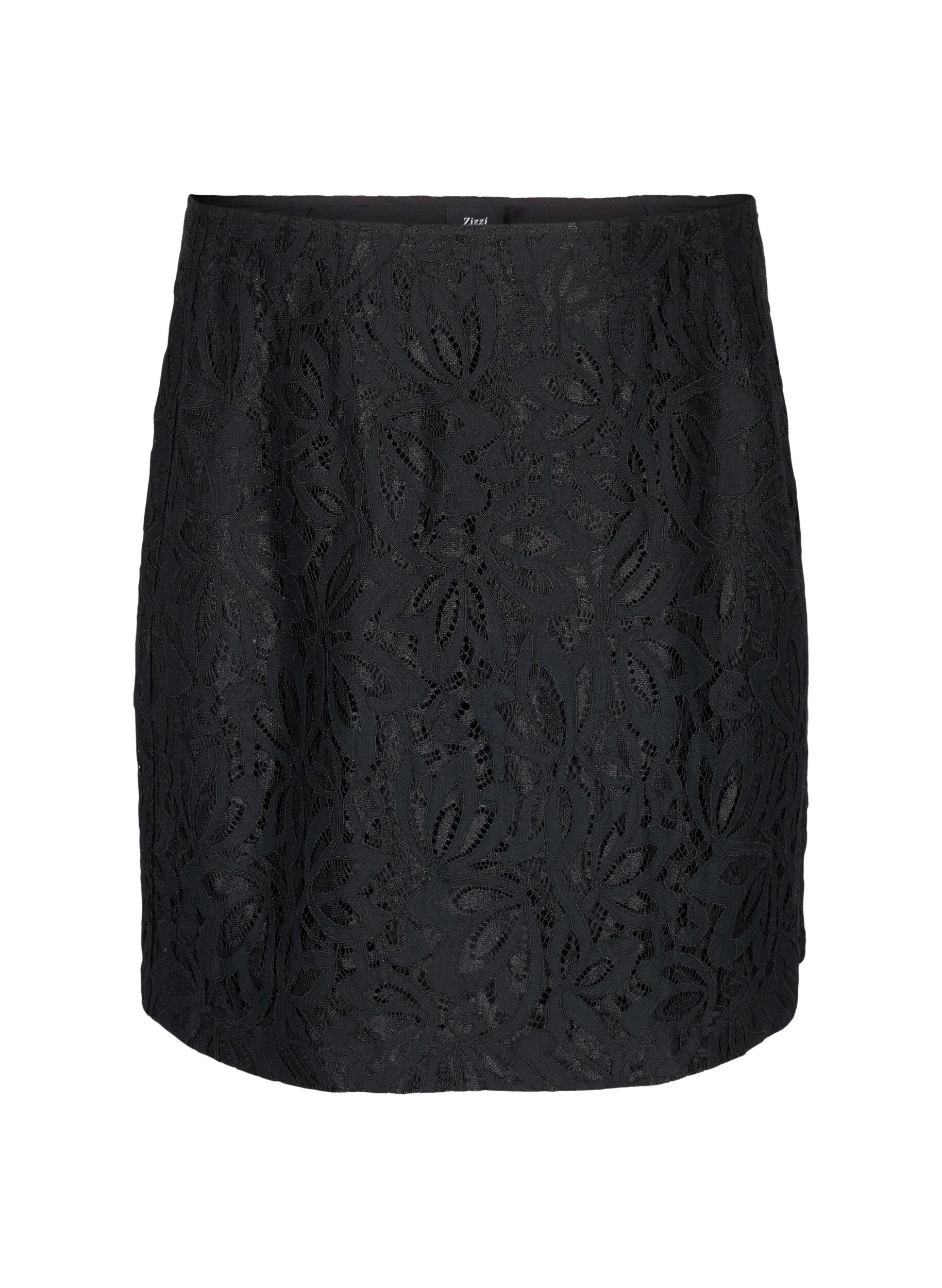 Zizzi Korte kanten rok, Black, Packshot image number 0