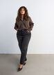 Geruit overhemd met strasssteentjes, Bruin, Model image number 1