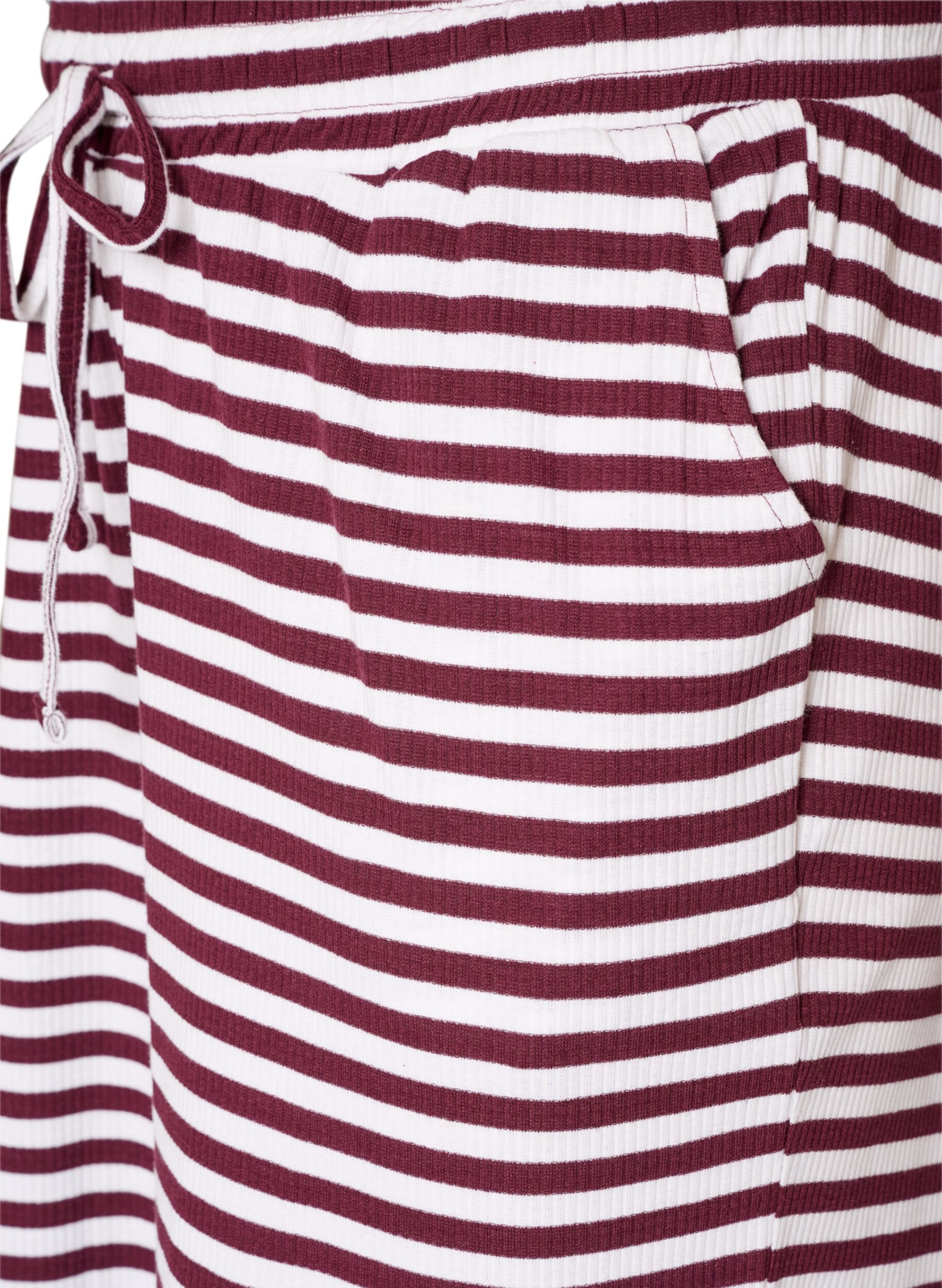 ZizziGestreepte pyjamabroek met een high waist en wijde pijpen, Rood, Packshot image number 2