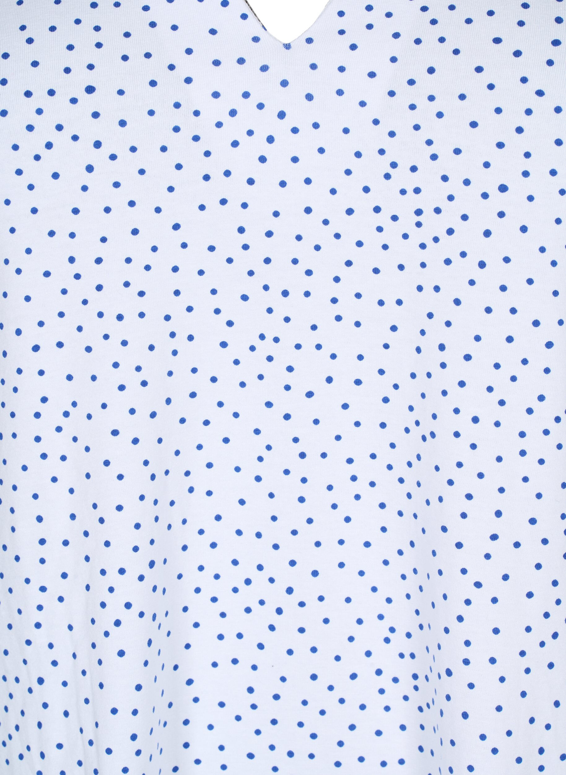 Zizzi Katoenen t-shirt met stippen en V-hals, B.White/S.T.W Dot, Packshot image number 2