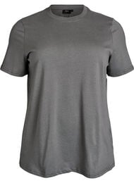 Basic katoenen T-shirt met ronde hals, Grijs