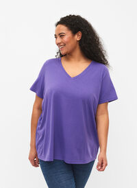 T-shirt met korte mouwen en v-hals, Ultra Violet, Model