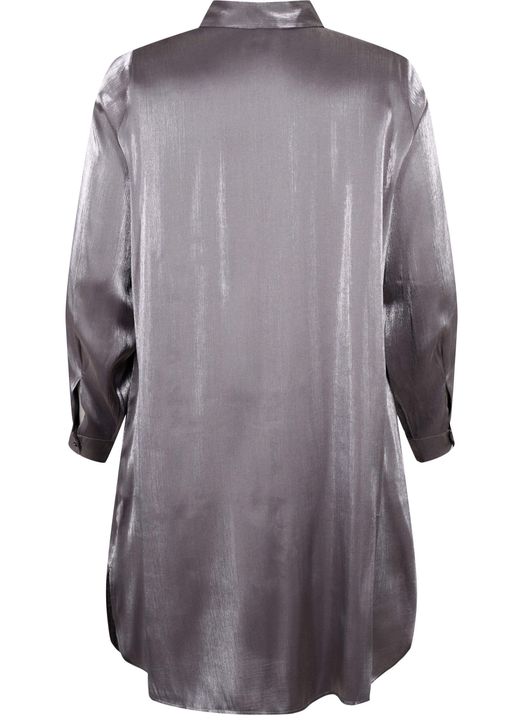 Zizzi Lang zilverkleurig shirt, Dark Silver, Packshot image number 1