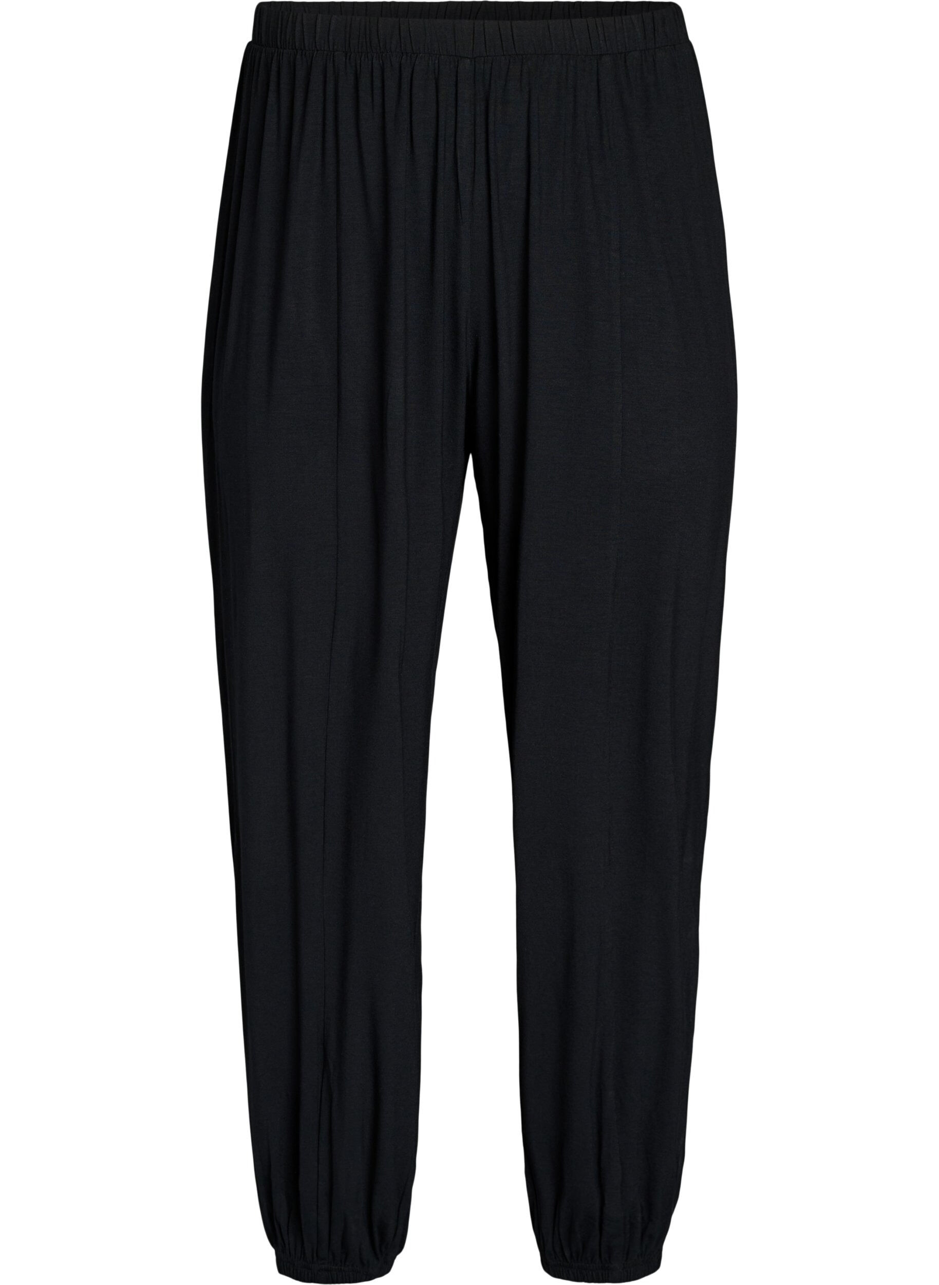 ZizziJersey balloonbroek met hoge taille, Zwart, Packshot image number 0