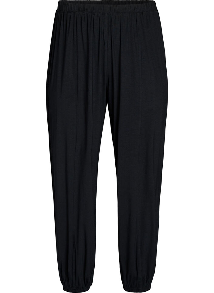 Jersey balloonbroek met hoge taille, Zwart, Packshot image number 0