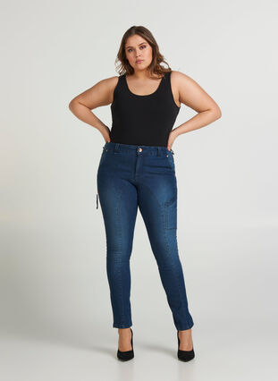 Sanna-jeans, Dark blue denim, Model image number 2