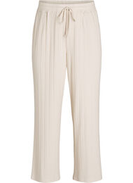 Geribde jersey lounge broek met hoge taille, Beige