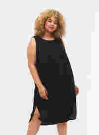 Mouwloze midi-jurk van katoen, Black, Model