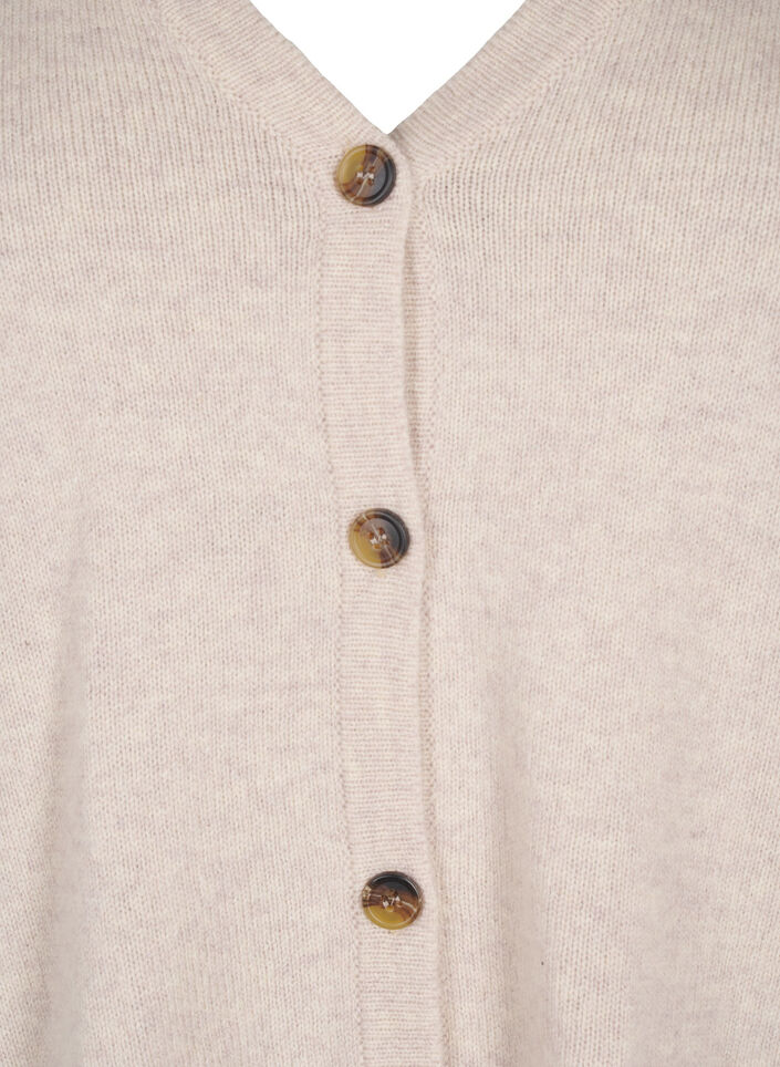 Gebreide cardigan in merinowol, Pumice Stone Mel., Packshot image number 2