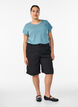 T-shirt met korte mouwen van katoenmix, Blauw, Model image number 1