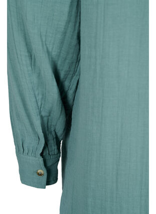 Lange katoenen blouse met een klassieke kraag, Sagebrush Green, Packshot image number 3