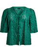 Kanten blouse met 3/4 mouwen en strikjes aan de voorkant, Groen, Packshot image number 0