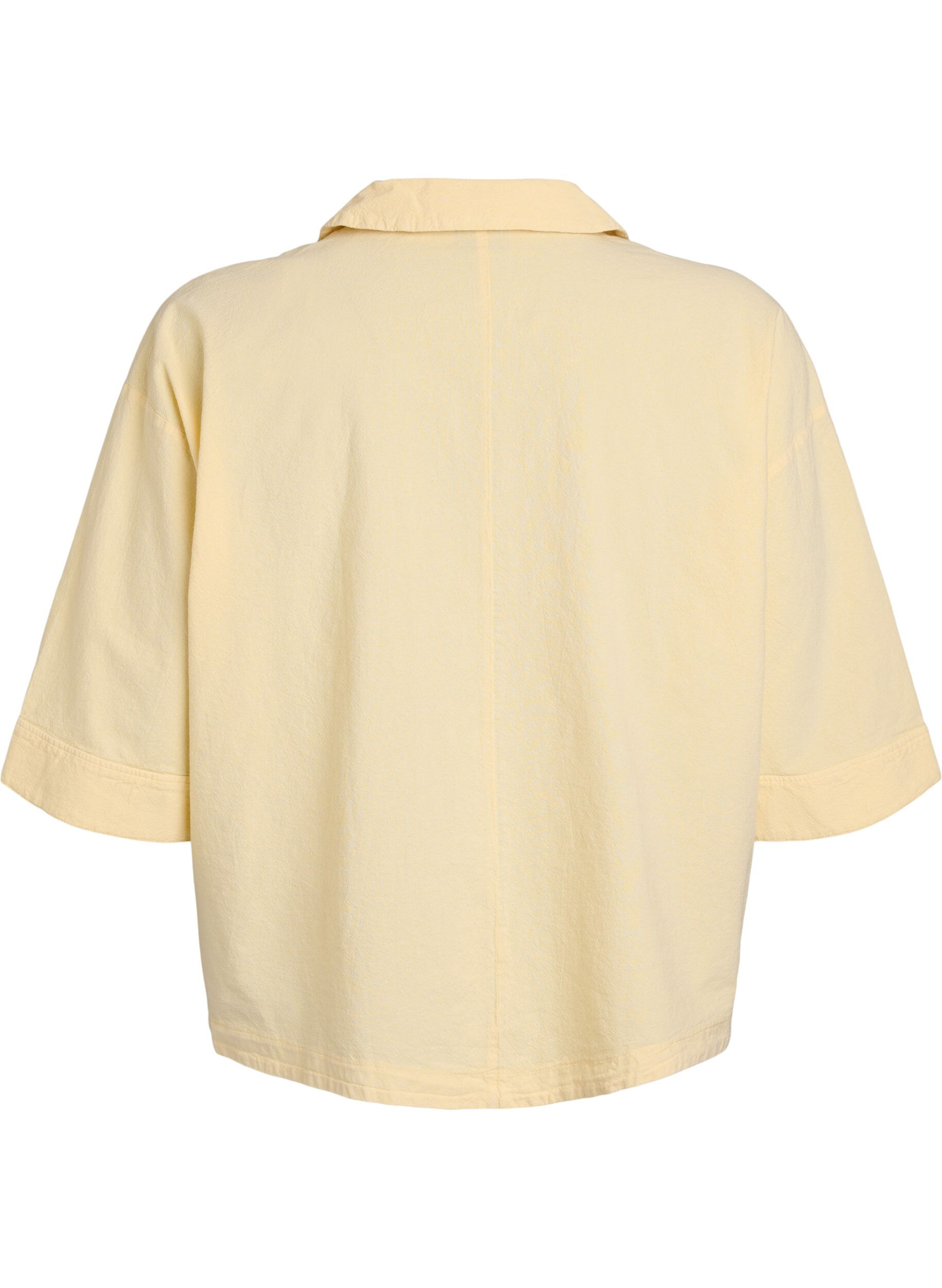 Zizzi Losse blouse met kraag en 1/2 mouwen, Geel, Packshot image number 1