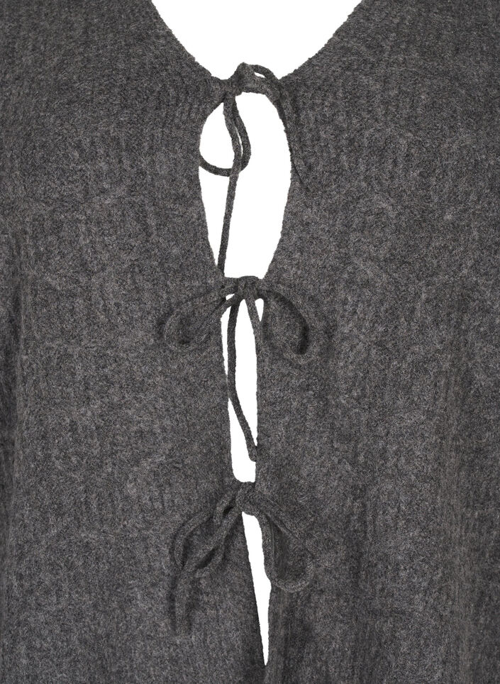 Gebreid vest met strikdetails, Dark Grey Melange, Packshot image number 2